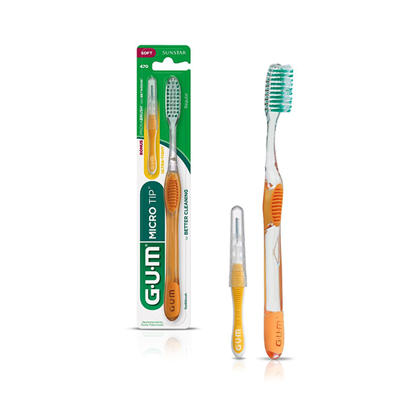 Gum (470) Micro Tip Regular Soft Toothbrush