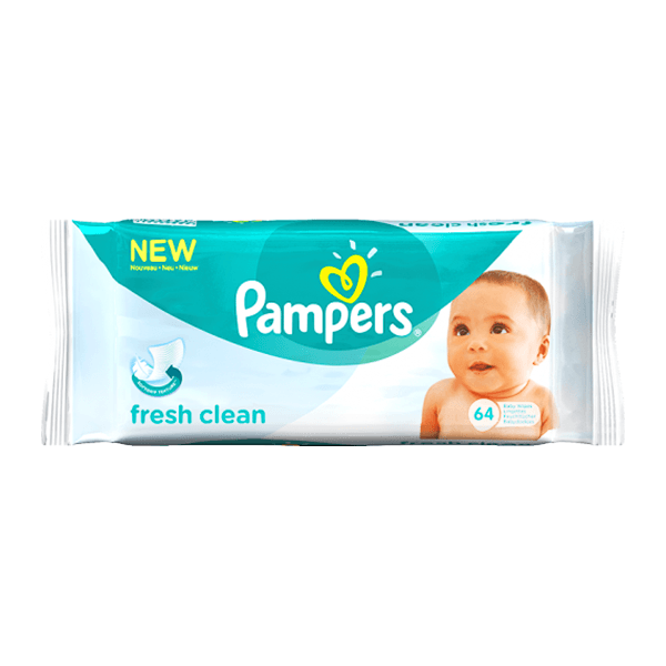 Pampers Fresh Clean With Cover Wipes 64Piece